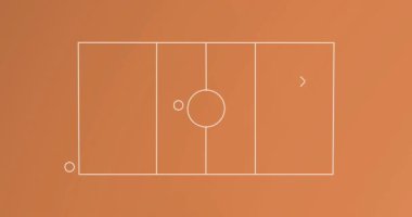 Spor sahasında oklu, daireli ve X sembollü oyun planının animasyonu. Dijital olarak oluşturulmuş, hologram, illüstrasyon, strateji, oyun planı, vektör soyut ve rekabet konsepti.