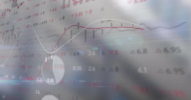 Finansal veri işleme animasyonu. Küresel iş, bilgisayar, veri işleme ve bağlantılar konsepti dijital olarak oluşturulmuş video.