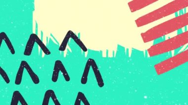 Sarı ve yeşil arkaplanda hareket eden soyut şekillerin animasyonu. Renk, ışık, şablon ve hareket kavramı dijital olarak oluşturulmuş video.