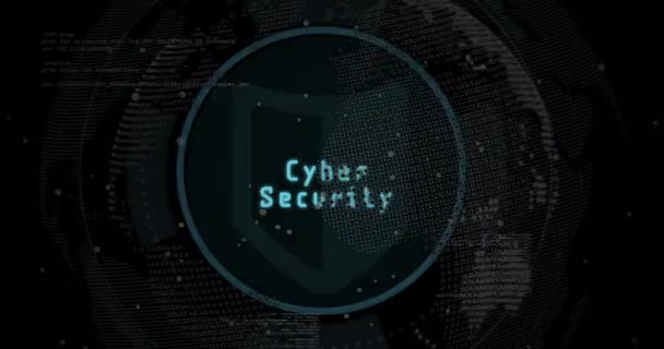 Animación Del Procesamiento Datos Con Texto Seguridad Cibernética Todo Mundo — Vídeo de stock