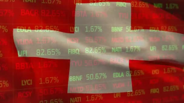 Animation Danish Flag Financial Data Processing Denmark Global Economy Network — Stock Video