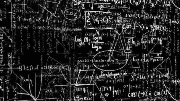 Анимация Математических Уравнений Диаграмм Черном Фоне Цифровая Генерация Голограмма Иллюстрация — стоковое видео