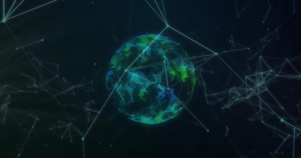 Animação Redes Conexões Sobre Globo Conexões Globais Computação Conceito Processamento — Vídeo de Stock