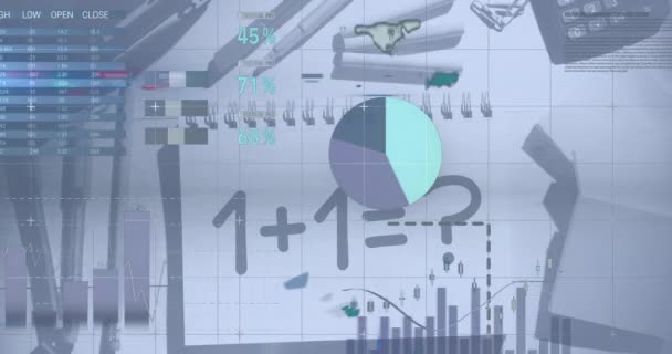 Animation Der Verarbeitung Von Finanzdaten Über Mathematische Formeln Globales Lernen — Stockvideo