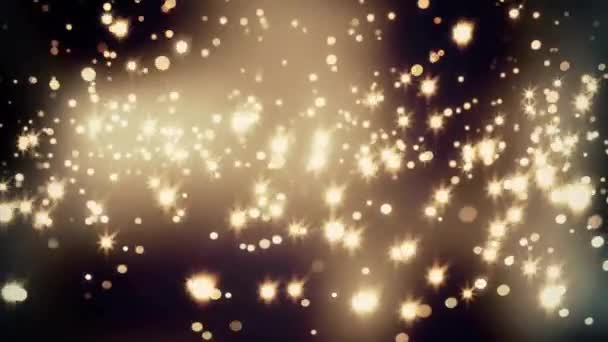 Animação Manchas Luz Dourada Fundo Preto Conceito Natal Celebração Luz — Vídeo de Stock