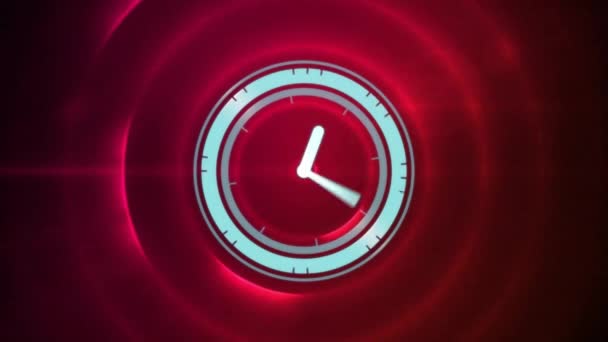 Animação Relógio Movendo Rapidamente Sobre Círculos Cintilantes Cor Rosa Conceito — Vídeo de Stock