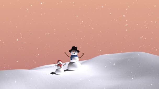 Animatie Van Sneeuw Vallen Sneeuwpoppen Winter Landschap Winter Kerst Feest — Stockvideo