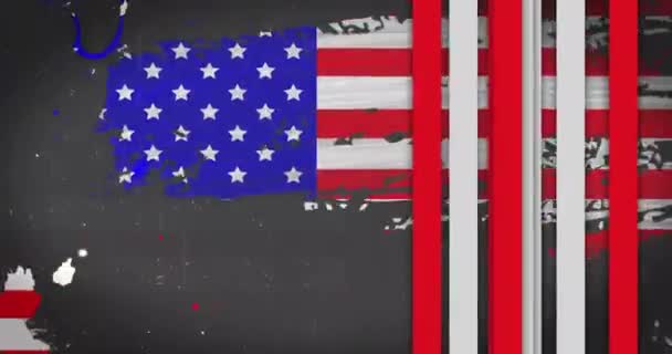 Animation Der Einmischung Über Die Flagge Der Usa Auf Schwarzem — Stockvideo