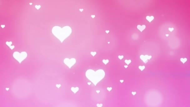 Animação Corações Pontos Brilhantes Luz Fundo Rosa Amor Romance Dia — Vídeo de Stock