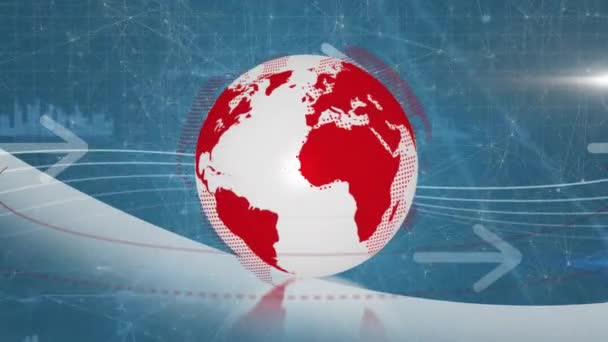 Animatie Van Globe Met Verbindingen Pijlen Zwarte Achtergrond Mondiale Verbindingen — Stockvideo