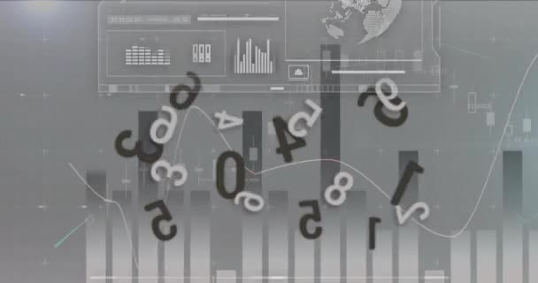 Animazione Dell Elaborazione Dei Dati Finanziari Sfondo Grigio Concetto Finanza — Video Stock