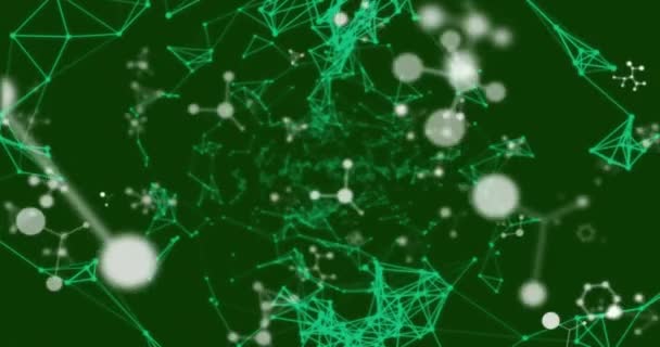 Animação Estruturas Moleculares Sobre Redes Conexões Fundo Verde Redes Conexões — Vídeo de Stock