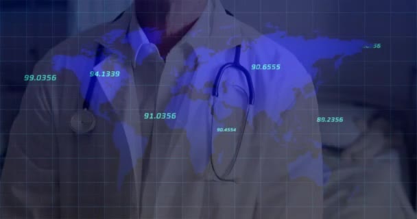Animazione Dell Elaborazione Dei Dati Medico Maschio Caucasico Ospedale Concetto — Video Stock