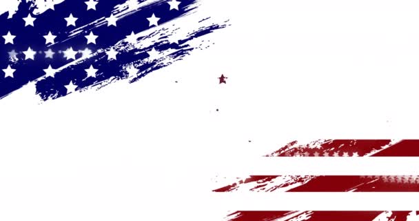 Animation Flagga Usa Med Stjärnor Vit Bakgrund Patriotism Och Firande — Stockvideo