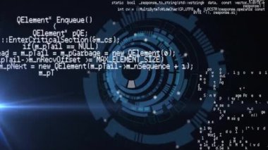 Siyah arkaplan üzerinde veri işleme animasyonu. Dijital olarak oluşturulmuş küresel bağlantılar, hesaplama ve veri işleme kavramı.