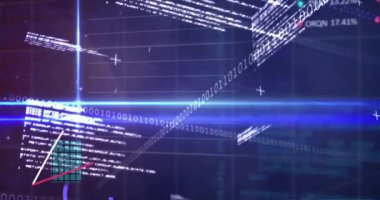 Çoklu grafik animasyonu, işlem tahtası, ikili kodlar ve bilgisayar dili. 