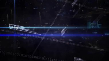 İkili kodlama veri işleme animasyonu. Küresel sosyal medya, iş dünyası, bağlantılar, hesaplama ve veri işleme kavramı dijital olarak oluşturuldu.