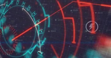 Siyah arkaplanda simgelerle finansal veri işleme animasyonu. Küresel finansman, iş ve dijital arayüz kavramı dijital olarak oluşturulmuş video.