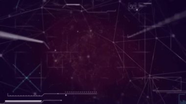 Bağlantı ağı üzerinden veri işleme animasyonu. Dijital olarak oluşturulmuş küresel bağlantılar, hesaplama ve veri işleme kavramı.