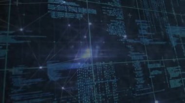 Bağlantılar ve veri işleme ağının animasyonu. Küresel iş, bağlantılar, hesaplama ve veri işleme kavramı dijital olarak oluşturulmuş video.