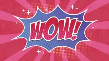 Vay canına. Konuşma balonunda pembe arkaplan üzerinde güneş patlaması olan metin animasyonu. Dijital olarak üretilmiş, hologram, illüstrasyon, çizgi film, mesaj, şaşırmış, etkilenmiş ve merak uyandıran konsept.