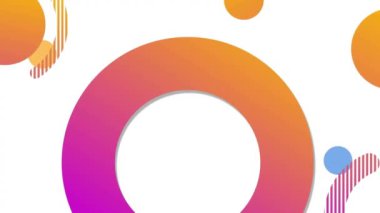 Beyaz arka planda hareket eden dairelerin animasyonu. Renk, ışık, şablon ve hareket kavramı dijital olarak oluşturulmuş video.