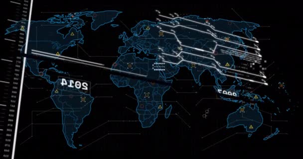 Animation Data Processing World Map Global Business Finance Computing Data — Video
