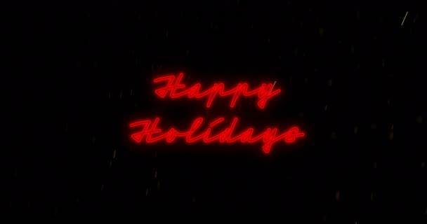 Анімація Червоних Щасливих Свят Текст Над Снігом Падає Абстрактний Фон — стокове відео