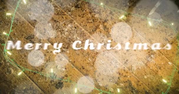 Анимация Веселого Рождественского Текста Пятна Света Над Украшениями Рождественских Сказок — стоковое видео