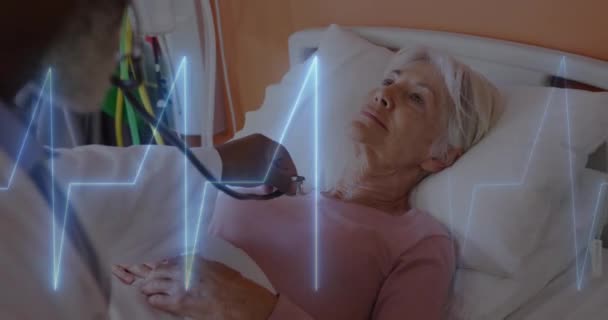 병원에서 환자를 의사를 심박수 모니터의 애니메이션 — 비디오