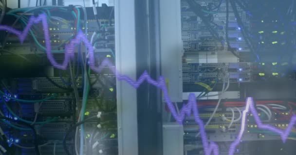 在计算机服务器上动画财务数据处理 全球金融 计算和数据处理概念 — 图库视频影像