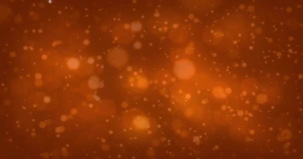 Yılbaşı Kar Tanelerinin Düşüşü Kahverengi Arka Planda Işık Lekeleri Noel — Stok video