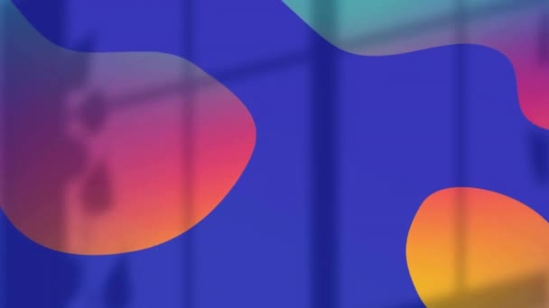 Animação Líquido Multicolorido Sombra Janela Contra Fundo Azul Composto Digital — Vídeo de Stock