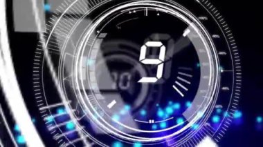 Sayılar değişirken dürbün ağının animasyonu. Küresel ağlar, hesaplama, veri işleme ve bağlantı konsepti dijital olarak oluşturulmuş video.