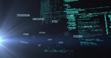 Karanlık arka planda finansal veri işleme animasyonu. Küresel finans, iş ve veri işleme kavramı dijital olarak oluşturulmuş video.