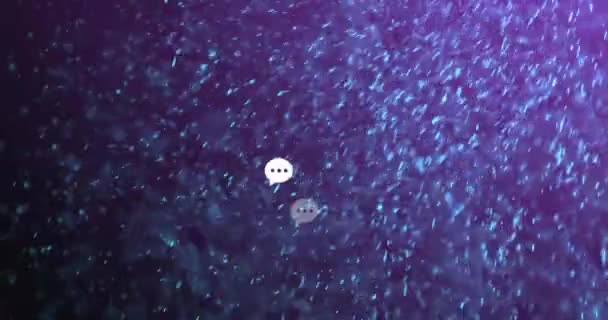 Анімація Мовної Бульбашки Снігопаду Чорному Тлі Цифрове Створення Голограма Ілюстрація — стокове відео