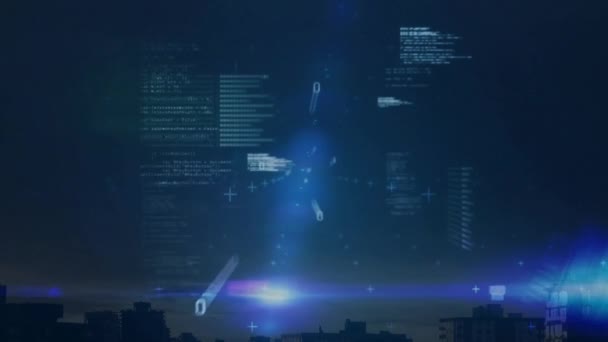 Animace Počítačového Jazyka Binárních Kódů Pohybujících Černém Pozadí Digitálně Generované — Stock video
