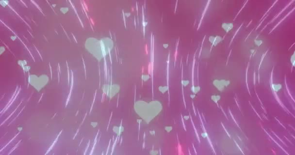 Animação Corações Pontos Brilhantes Luz Fundo Rosa Amor Romance Dia — Vídeo de Stock