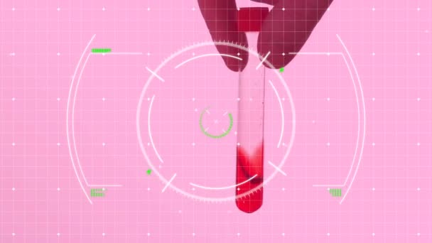 Animación Del Tubo Ensayo Con Sangre Alcance Procesamiento Datos Científicos — Vídeo de stock