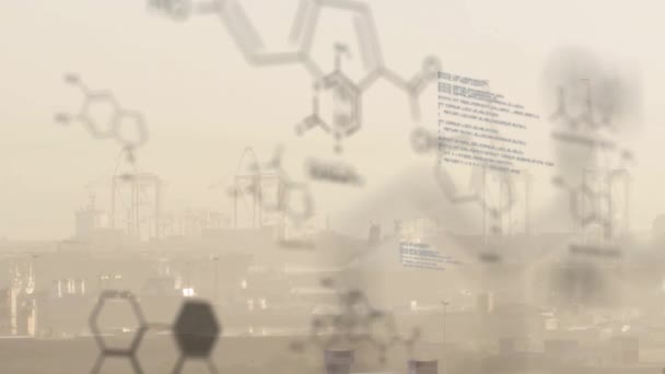 Animazione Delle Strutture Molecolari Del Linguaggio Informatico Sulla Nebbia Copriva — Video Stock