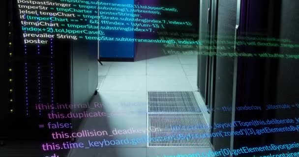 Animation Multicolored Computer Language Data Server Room Digital Composite Multiple — Stock Video