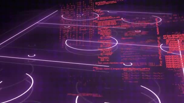 Siyah Arkaplanda Veri Işleme Üzerine Dijital Neon Alanın Animasyonu Spor — Stok video