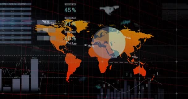 Animação Interface Infográfica Mapa Gradiente Contra Fundo Preto Gerado Digitalmente — Vídeo de Stock