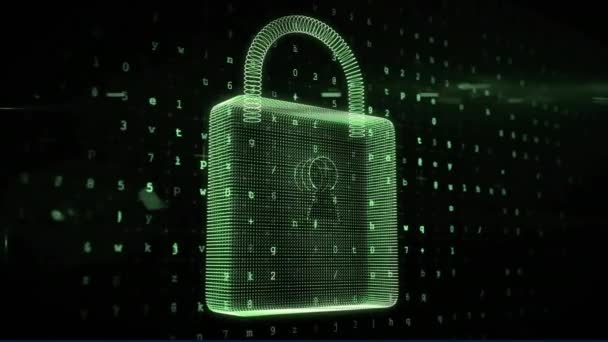Animering Databehandling Över Online Säkerhet Hänglås Global Cybersäkerhet Anslutningar Databehandling — Stockvideo