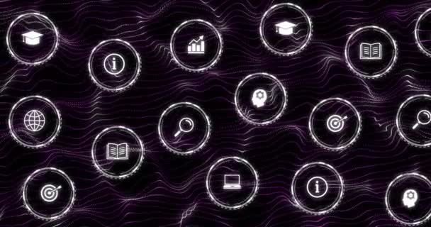 Анимация Сетей Соединений Цифровыми Иконками Глобальный Бизнес Связи Вычислительная Техника — стоковое видео