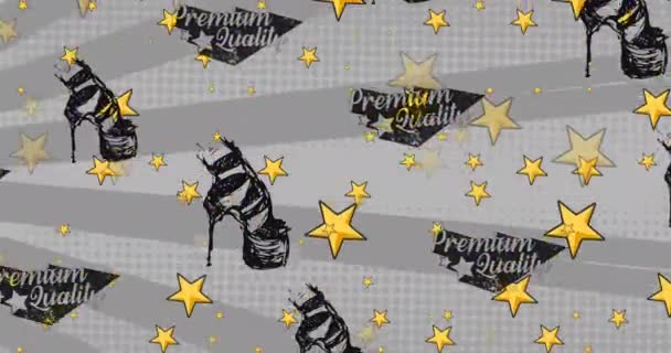 Animáció Prémium Minőségű Szövegek Cipők Csillagok Szürke Háttérrel Absztrakt Háttér — Stock videók