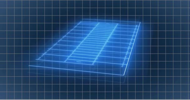 Animering Rutmönster Roterande Rektangel Mot Svart Bakgrund Digitalt Genererat Hologram — Stockvideo