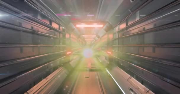 Animação Luzes Movimento Túnel Digitalmente Gerado Holograma Ilustração Iluminado Abstrato — Vídeo de Stock
