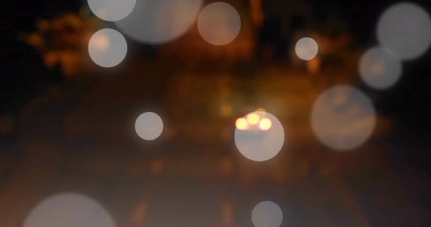 Анімація Плям Світла Над Різдвяними Міськими Вогнями Різдво Святкування Святкування — стокове відео