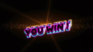 Sendeki animasyon siyah arkaplanda metin ve ışık lekeleri kazandırıyor. Soyut arkaplan ve şablon kavramı, dijital olarak oluşturulmuş video.